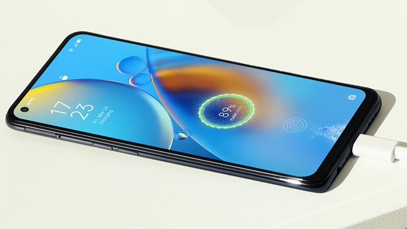 Điện thoại OPPO A74 c&oacute; hai m&agrave;u l&agrave; đen v&agrave; xanh dương 